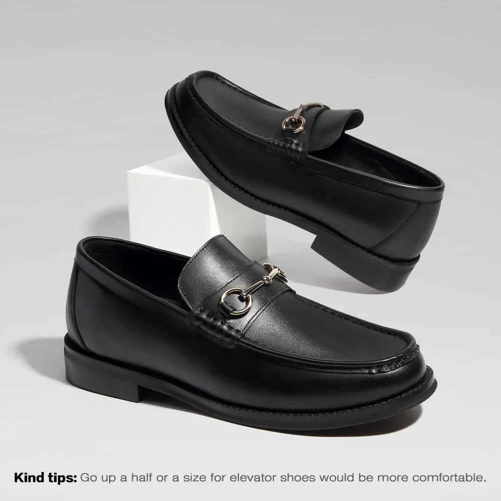 5 CM/1.95 Inches CMR CHAMARIPA  Men's Black Leather Height-Increasing Loafers