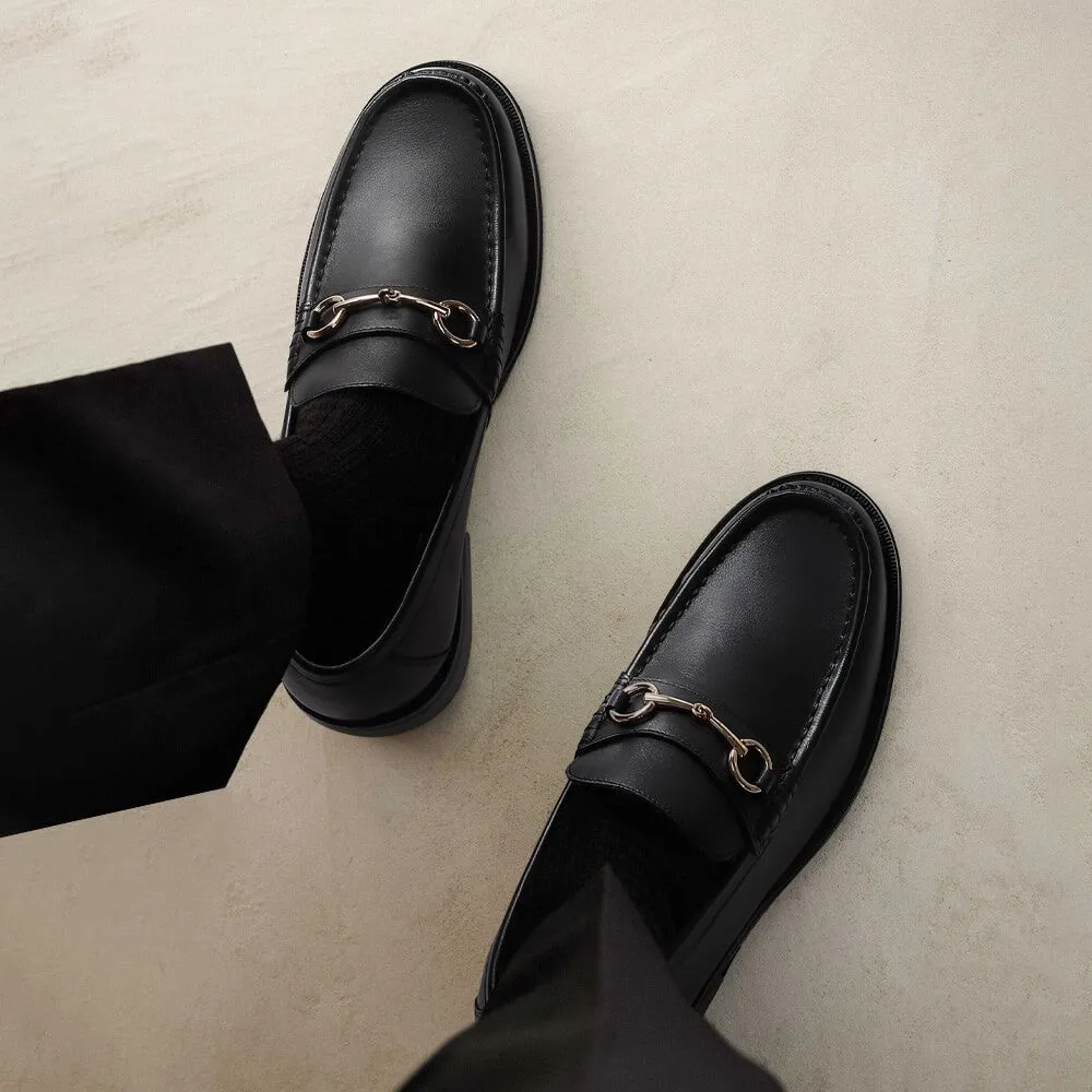 5 CM/1.95 Inches CMR CHAMARIPA  Men's Black Leather Height-Increasing Loafers
