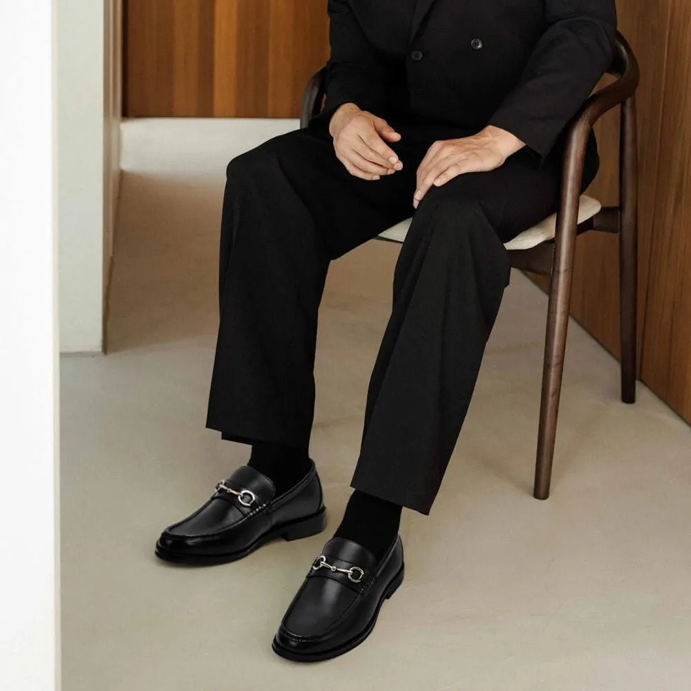 5 CM/1.95 Inches CMR CHAMARIPA  Men's Black Leather Height-Increasing Loafers