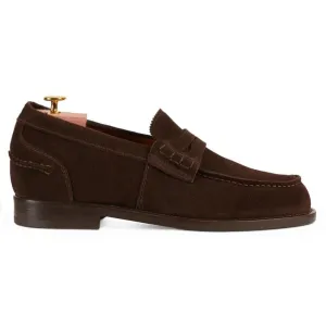 6 CM / 2.36 Inches (No Shoe Last) - CMR CHAMARIPA High Increasing Shoes - Raised Heel Shoes - Handcrafted Dark Brown Suede Penny Loafers