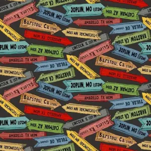 Adventure Awaits by Blank Quilting CITY SIGNS/GRAY