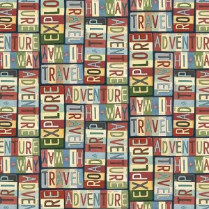 Adventure Awaits by Blank Quilting TRAVEL WORDS/BLACK