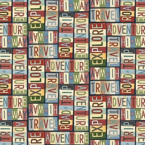 Adventure Awaits by Blank Quilting TRAVEL WORDS/BLACK