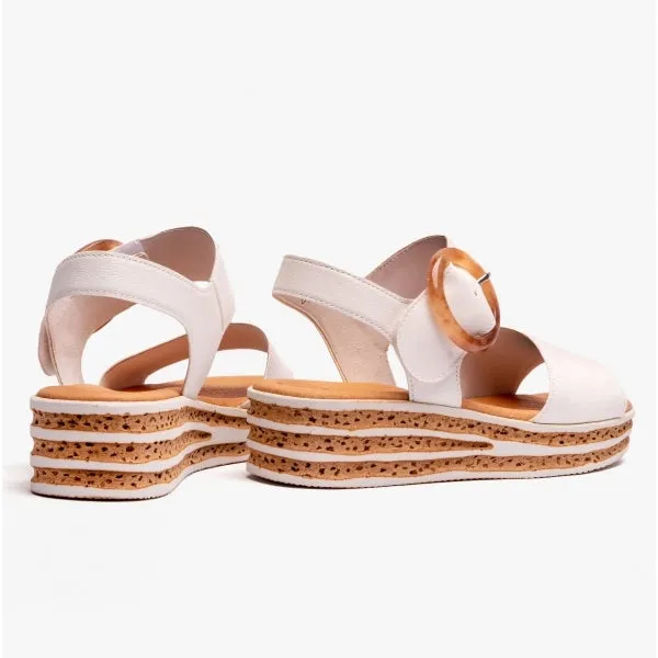 ANDRE Ladies Wedge Sandals Cream