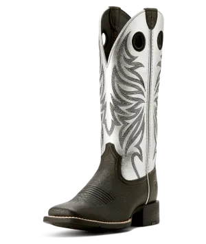 Ariat Women's Round Up Ryder Western Boot in Dark Carbon/ Antique Silver