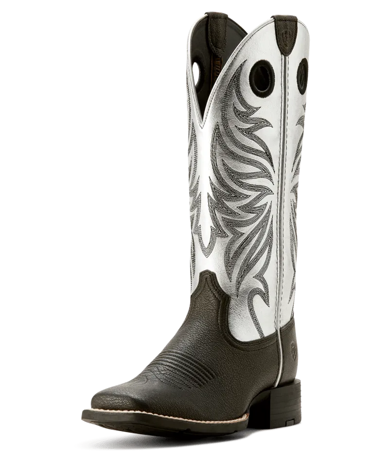 Ariat Women's Round Up Ryder Western Boot in Dark Carbon/ Antique Silver