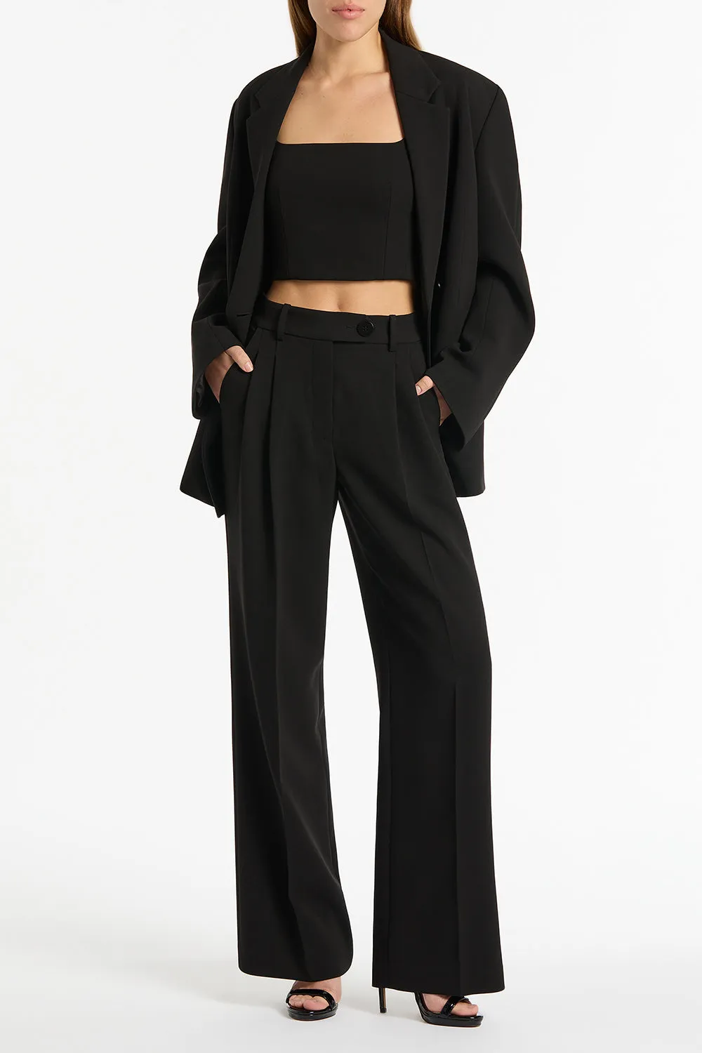 BLACK CREPE CROP TOP