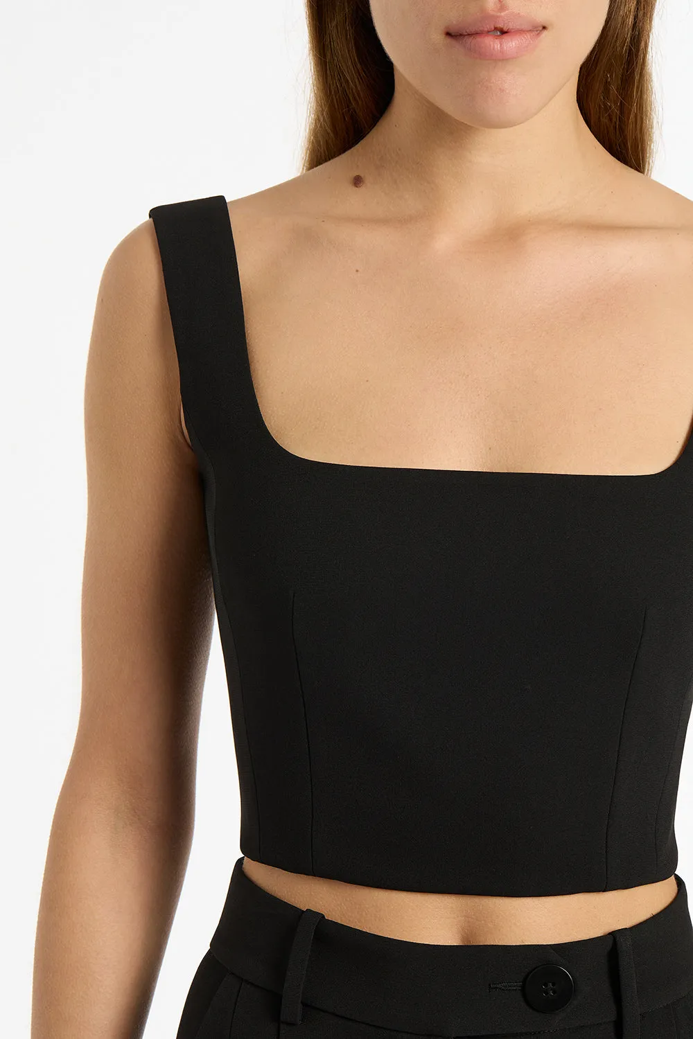 BLACK CREPE CROP TOP