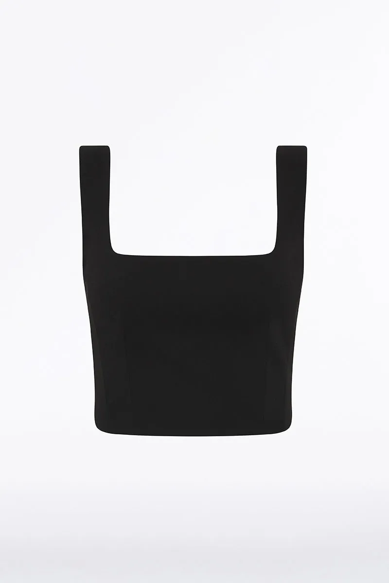 BLACK CREPE CROP TOP