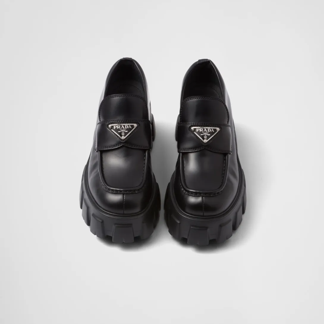 Brushed leather Monolith loafers