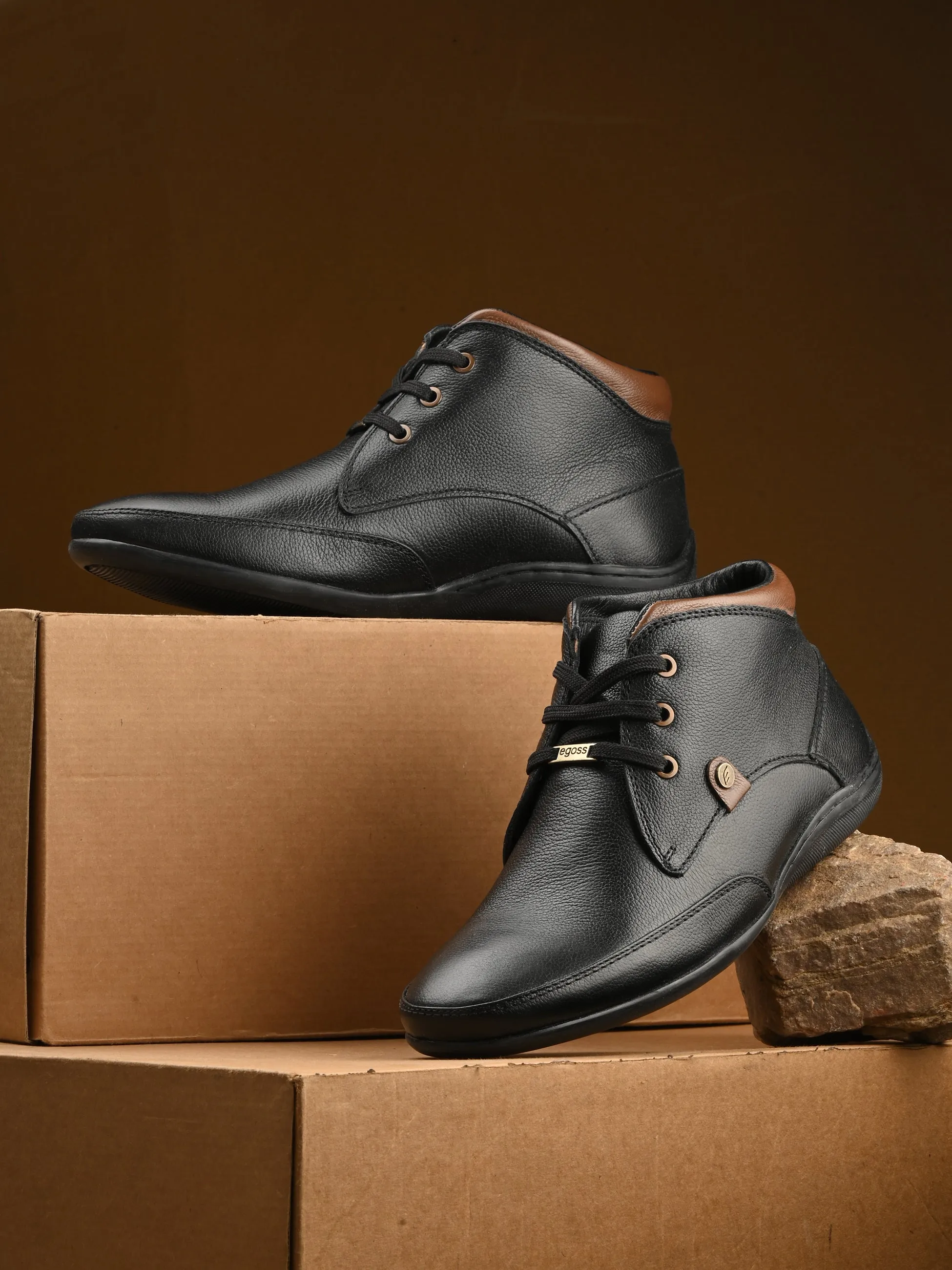 Egoss Leather Casual Boots For Men