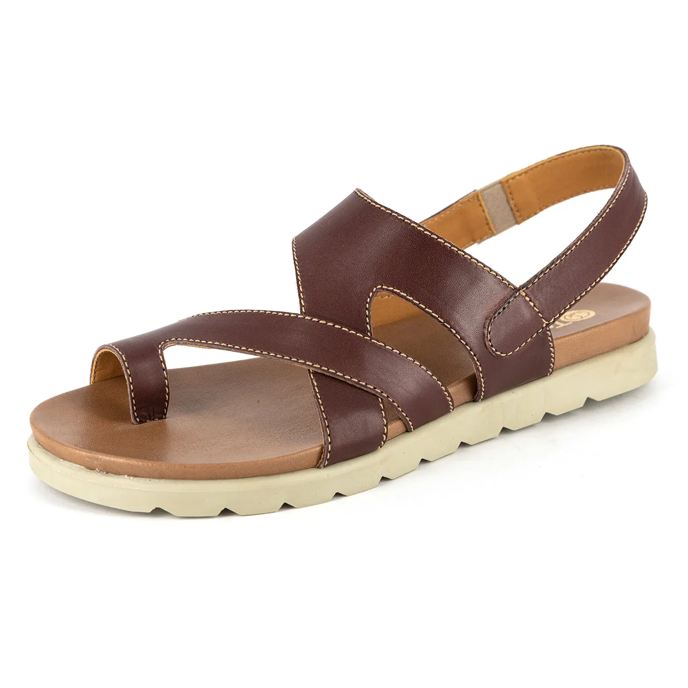 Engumsuka : Ladies Leather Sandal in Raisin Relaxa