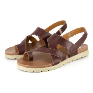 Engumsuka : Ladies Leather Sandal in Raisin Relaxa