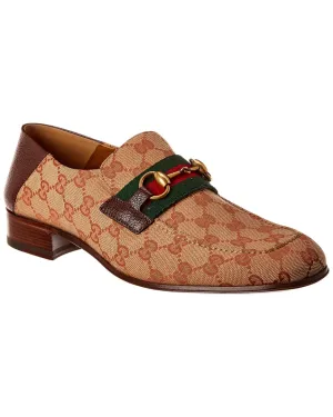 Gucci GG Canvas Horsebit Leather Loafer
