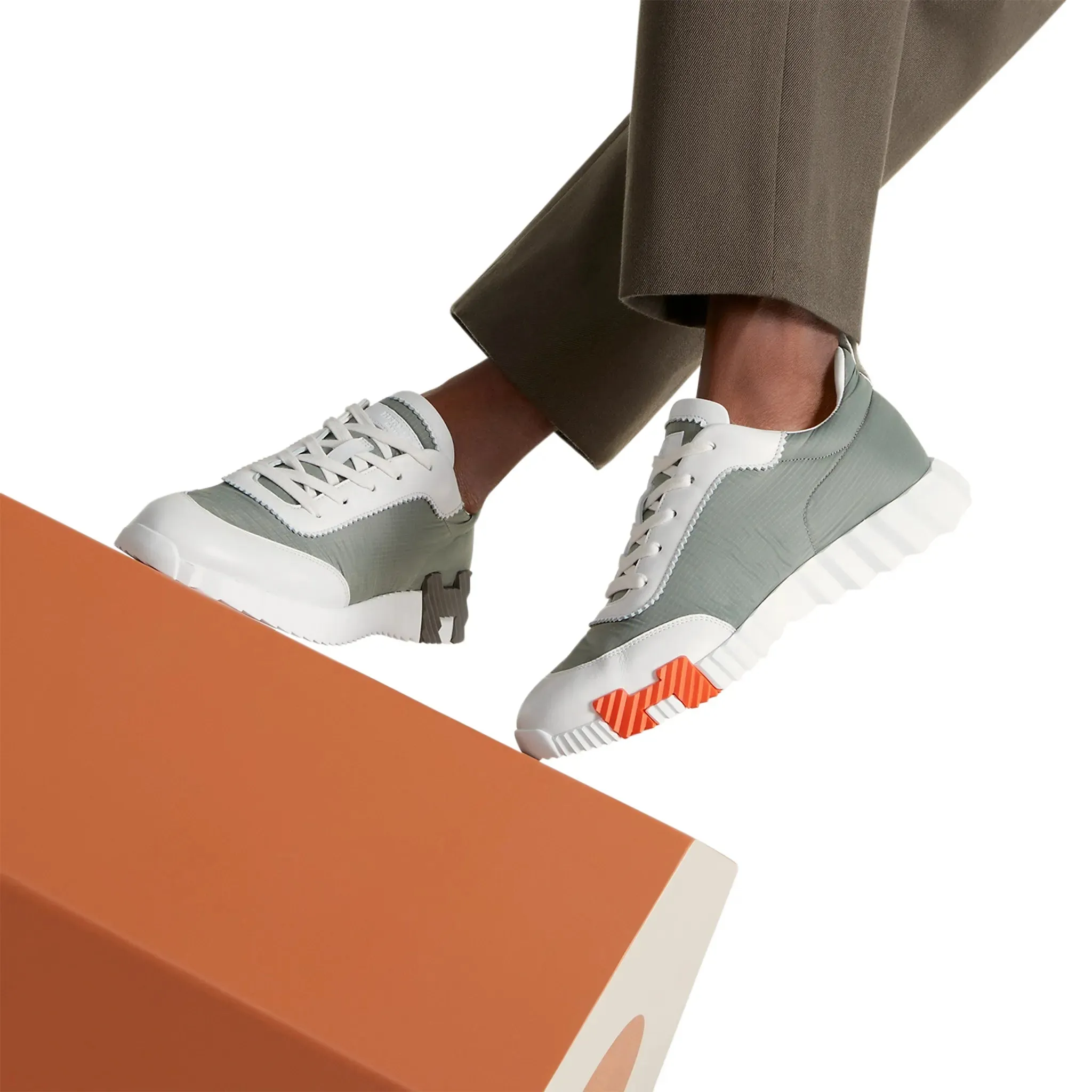 Hermès Paris Ripstop Bouncing Sneaker Grey White