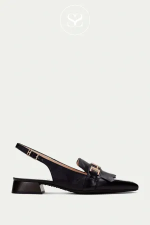 HISPANITAS CHV253817 BLACK/WHITE SLINGBACK POINTED TOE LOAFERS
