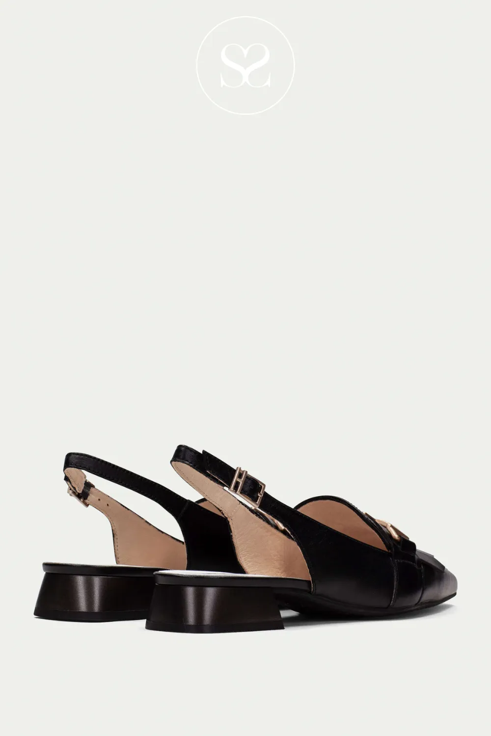 HISPANITAS CHV253817 BLACK/WHITE SLINGBACK POINTED TOE LOAFERS