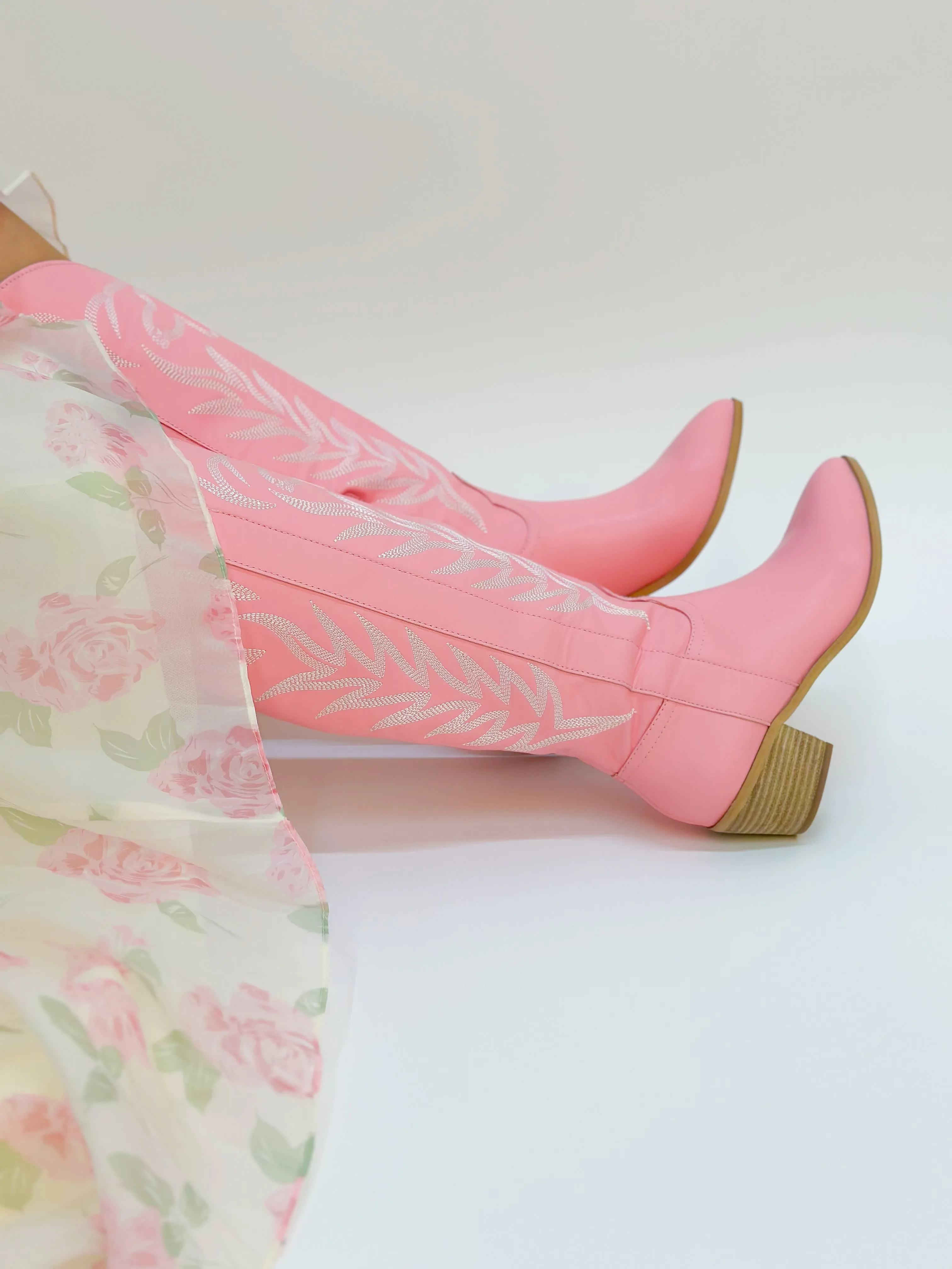 Inlay Tall Boot - Pink