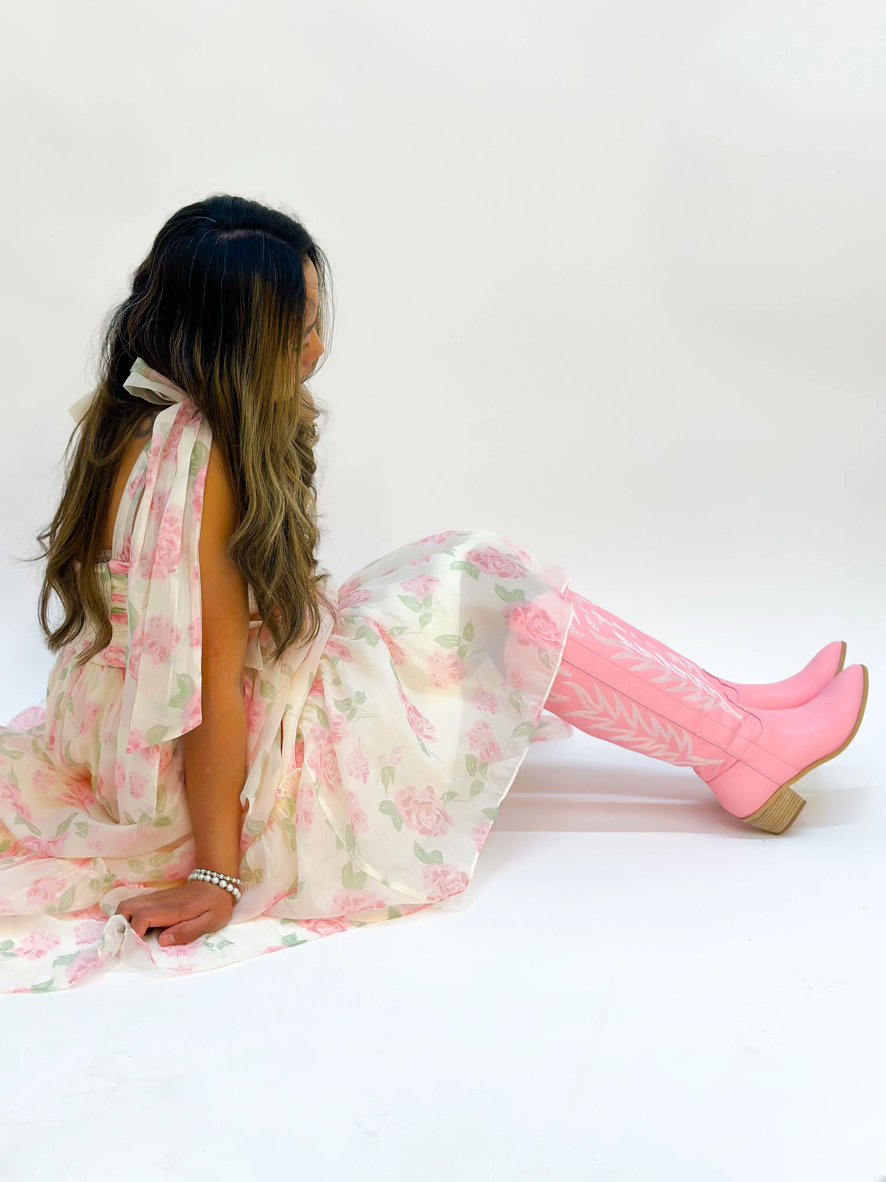 Inlay Tall Boot - Pink