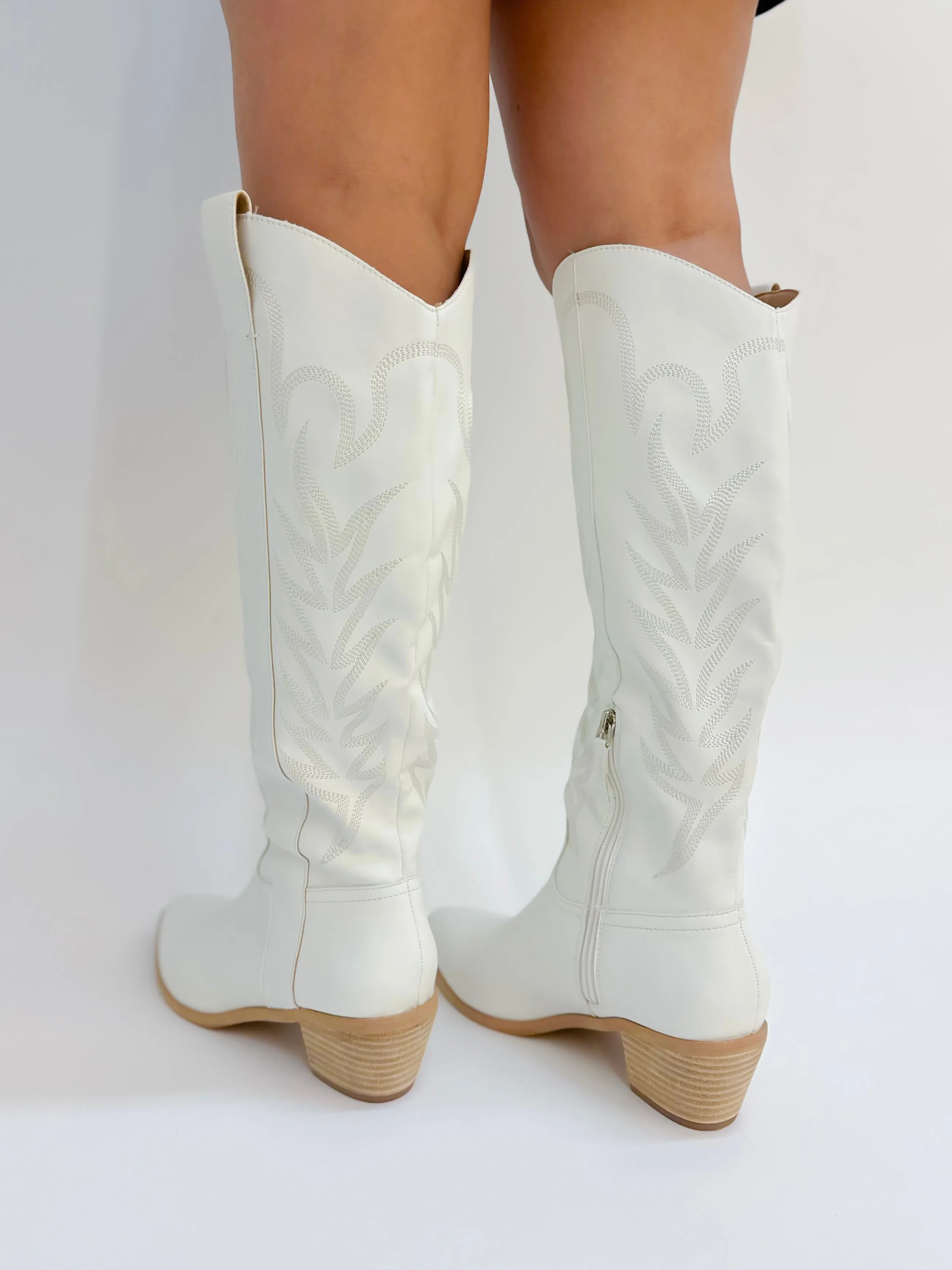 Inlay Tall Boot - White