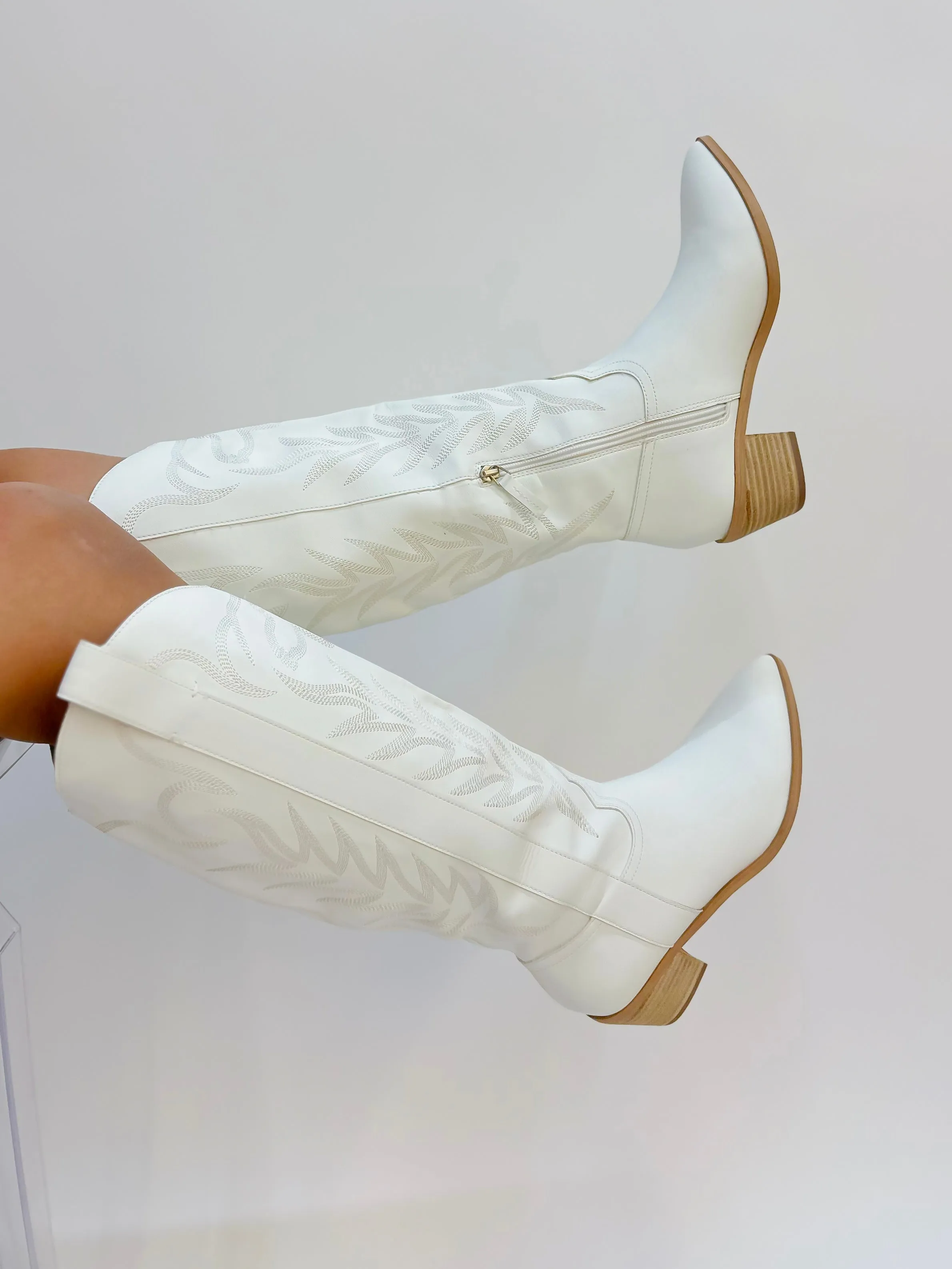 Inlay Tall Boot - White