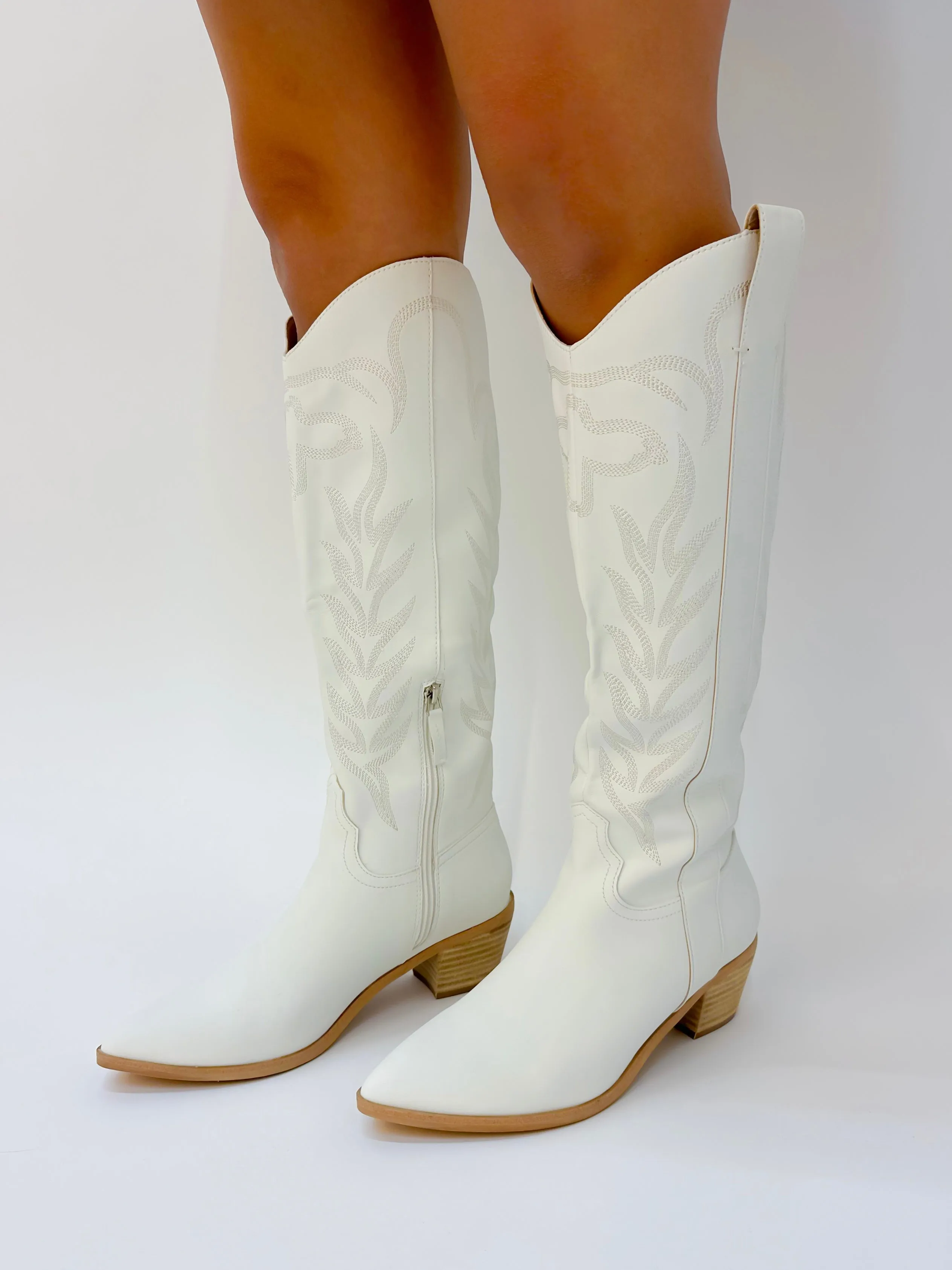Inlay Tall Boot - White