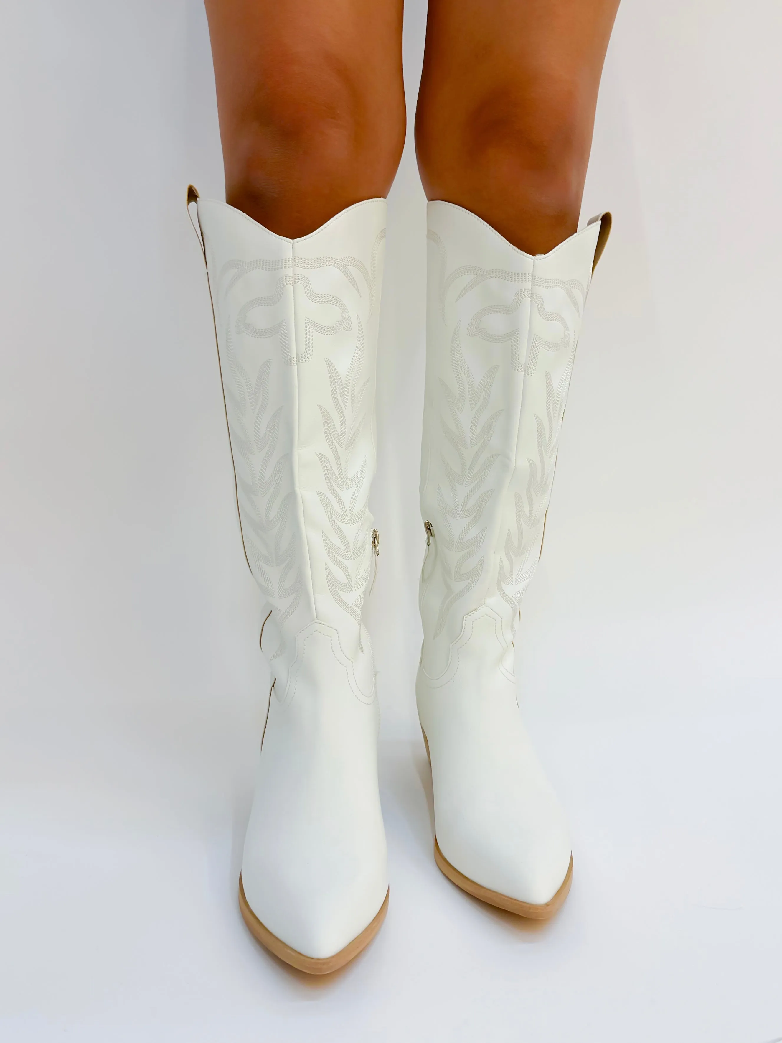 Inlay Tall Boot - White