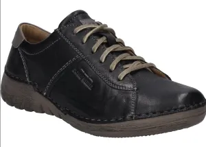 JOSEF SEIBEL Felicia 02 Black Leather Lace Up Walking Shoe