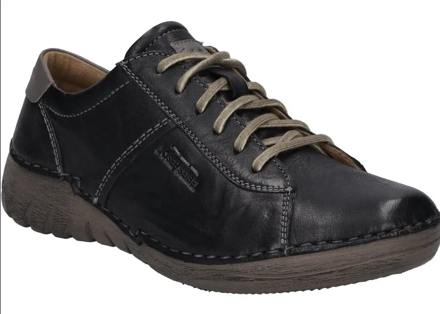 JOSEF SEIBEL Felicia 02 Black Leather Lace Up Walking Shoe