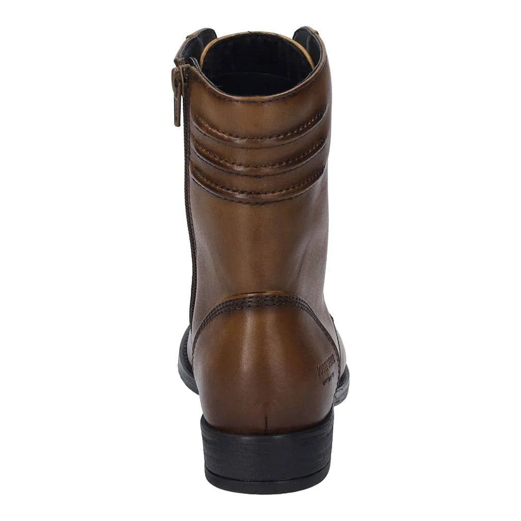 Josef Seibel Simona 01 Ladies Cognac Leather Arch Support Lace Up Mid-Calf Boots
