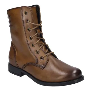 Josef Seibel Simona 01 Ladies Cognac Leather Arch Support Lace Up Mid-Calf Boots