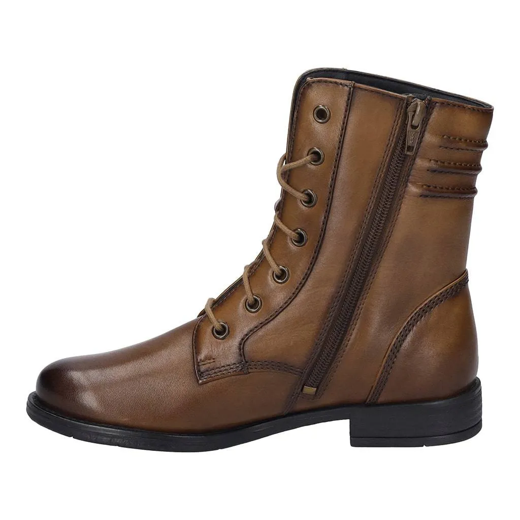 Josef Seibel Simona 01 Ladies Cognac Leather Arch Support Lace Up Mid-Calf Boots