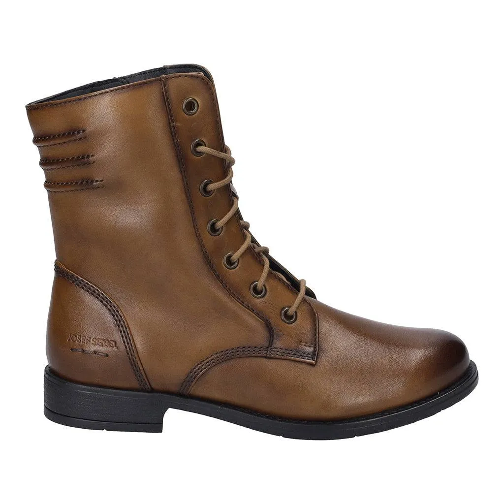 Josef Seibel Simona 01 Ladies Cognac Leather Arch Support Lace Up Mid-Calf Boots