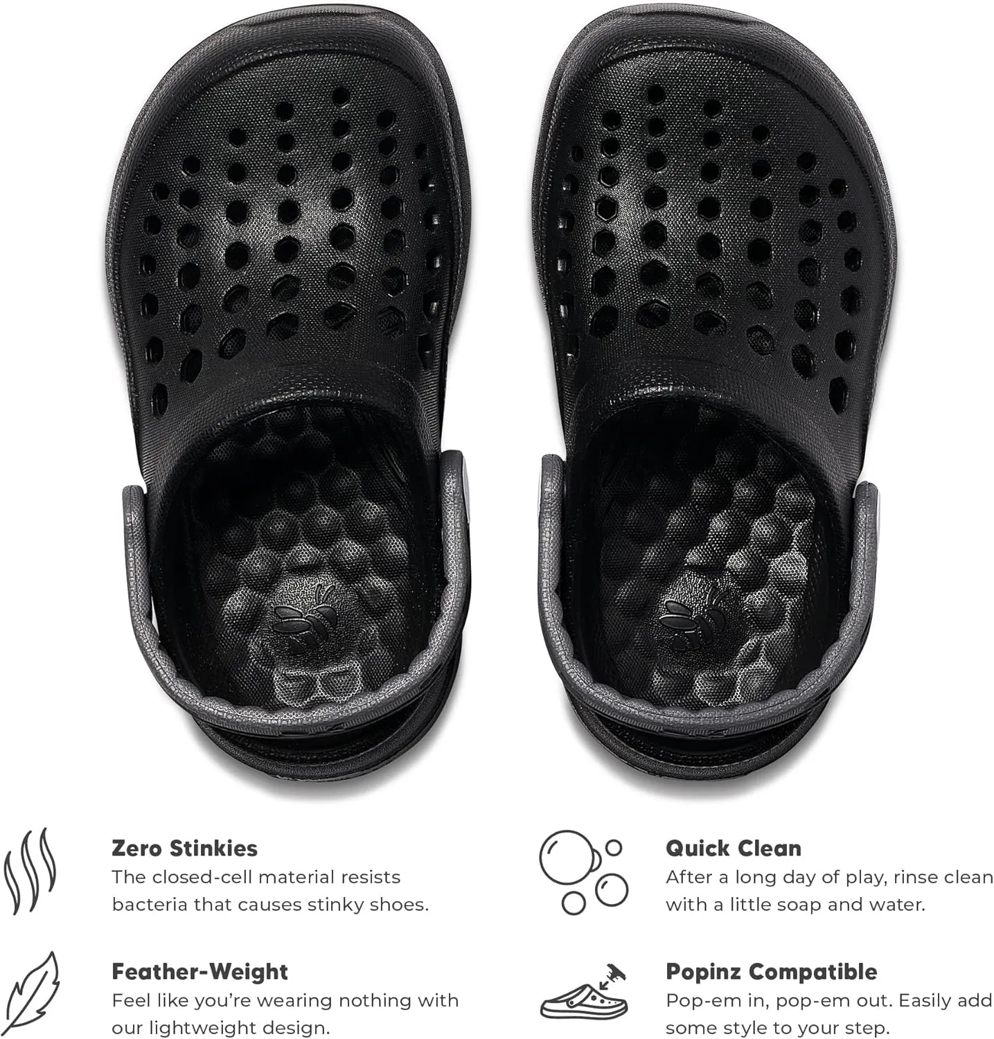 Joybees Kids Active Clog - Clogs for Kids, Rubber Shoe for Girls and Boys, Slip On Foam Sandals, Water Shoes with Strap for Toddlers and Children Size C4-J5