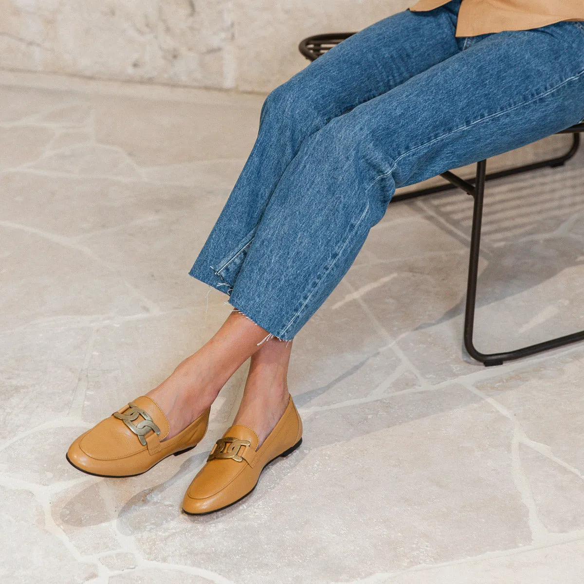Kate Chain Leather Loafers