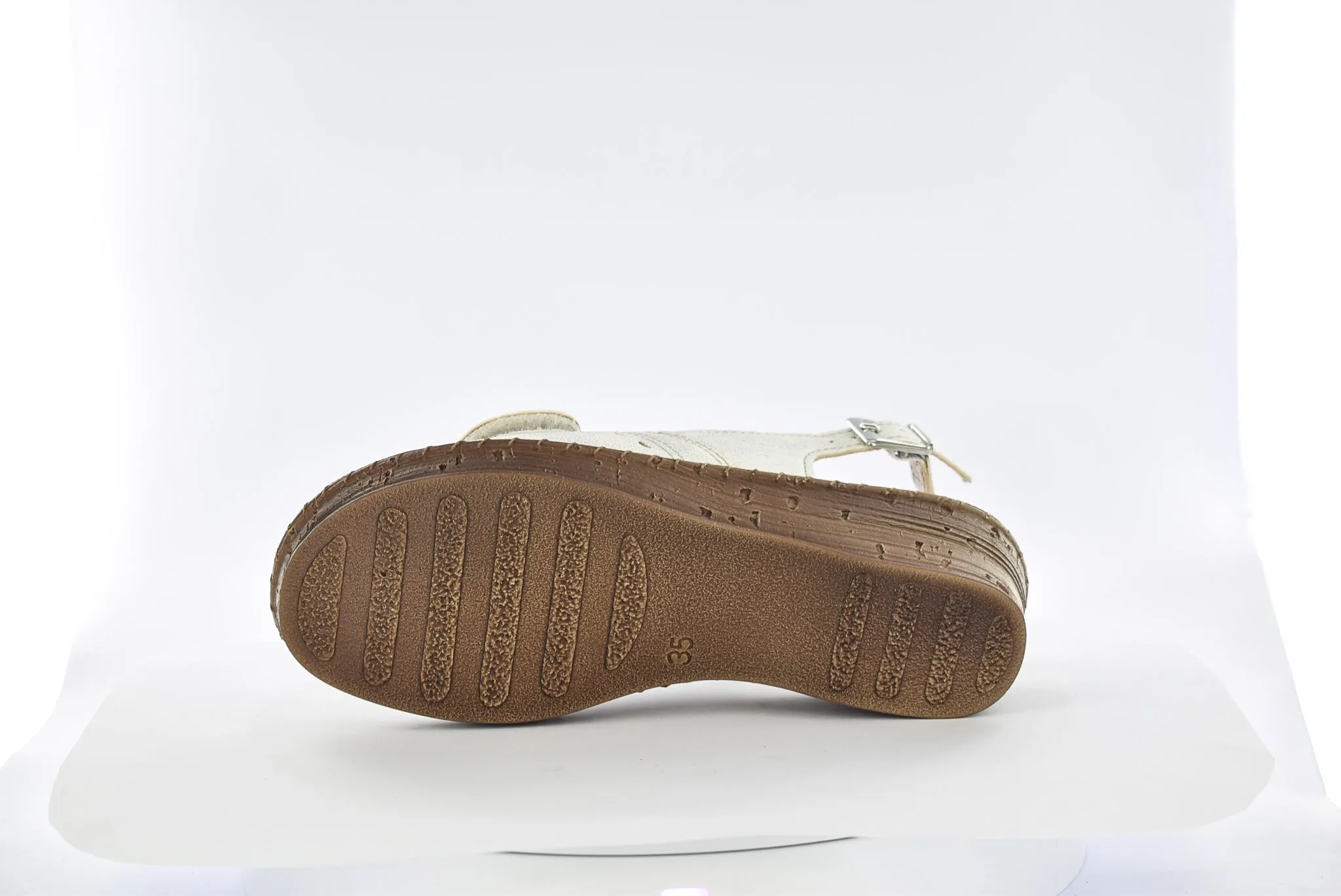 LADIES WHITE TOUCH FASTENING SLING BACK LOW WEDGE SUMMER SANDALS