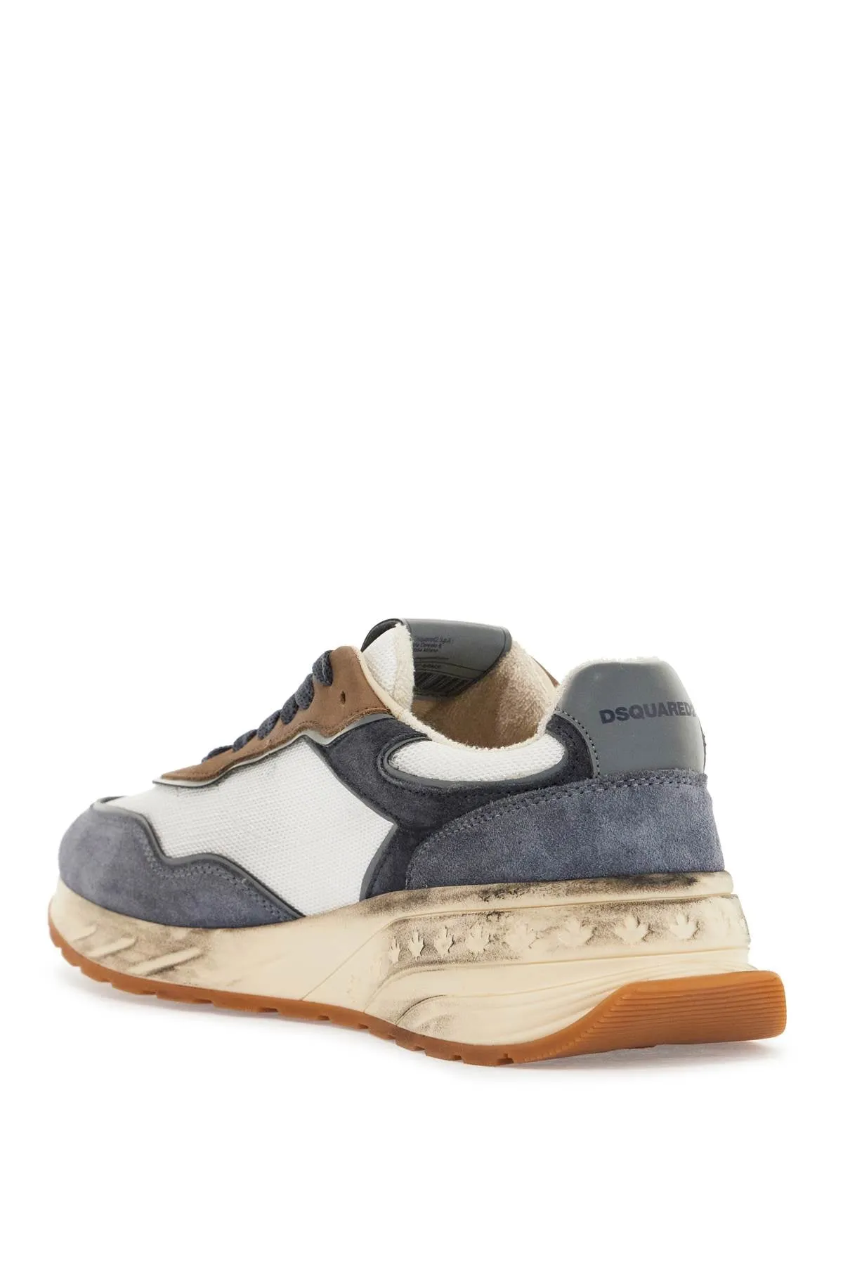 low top blue denim sneakers in leather with suede inserts and rubber sole SNM0400 23808186 AZZURRO DENIM