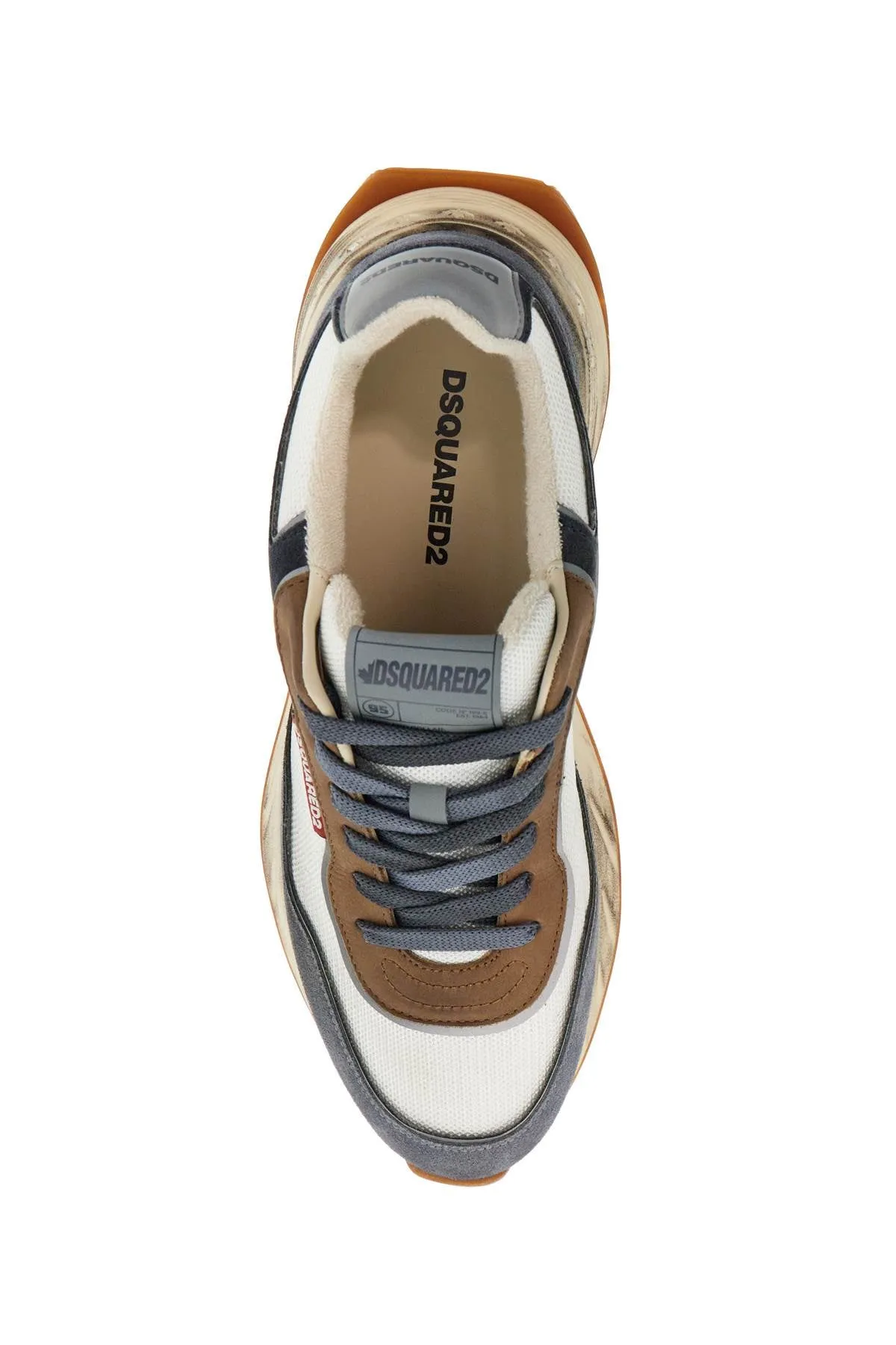 low top blue denim sneakers in leather with suede inserts and rubber sole SNM0400 23808186 AZZURRO DENIM