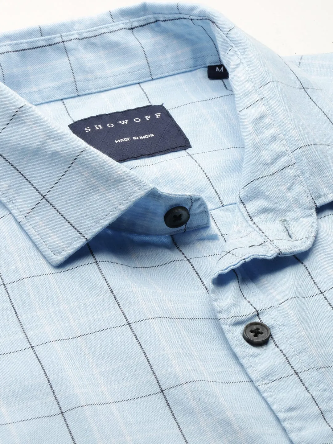 Men Blue Comfort Tartan Checked Twill Weave Casual Shirt