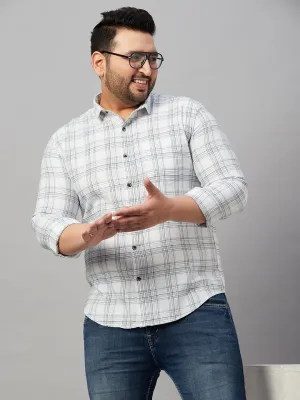 Men Checked White Casual Shirt