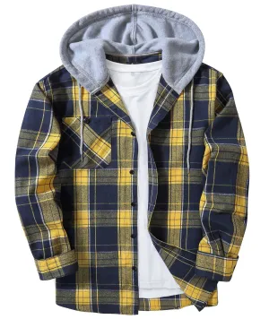 Men's Button Up Flannel Plaid Shirt-CFMMX20007