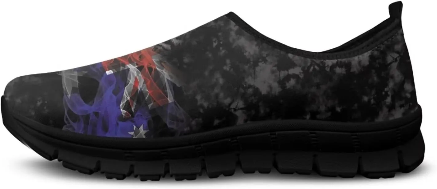 Men's Fashion Sneakers Slip On Walking Loafers Travel ShoesBlack Sole