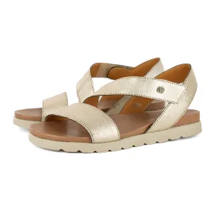 Otavi : Ladies Leather Sandal in Platino Metal Grain