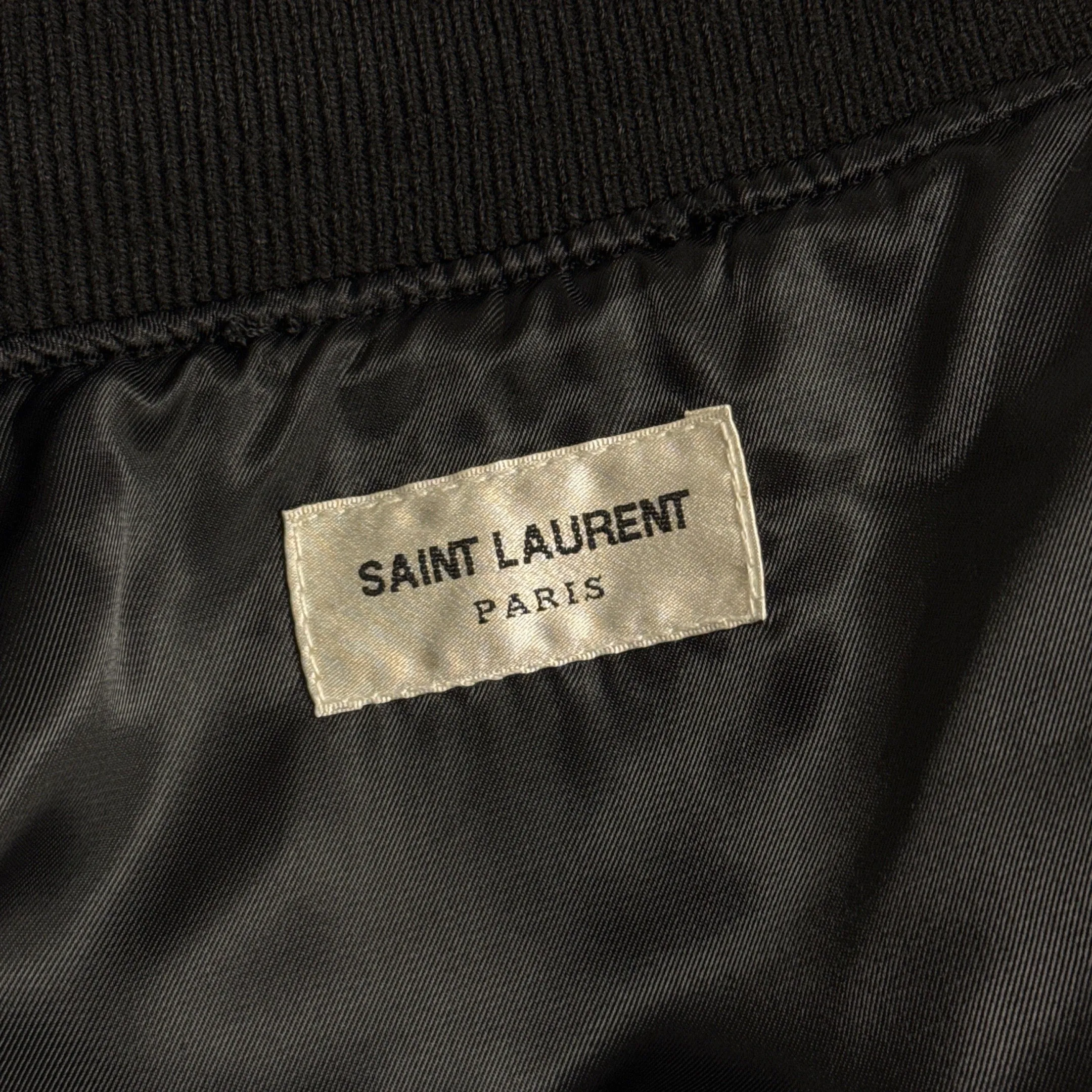 Saint Laurent Men's Wool and Leather Black Varsity Jacket