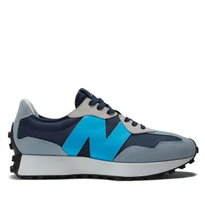 Scarpe Uomo NEW BALANCE Sneakers 327 in Suede Nylon e Mesh colore Natural Indigo e Vibrant Sky