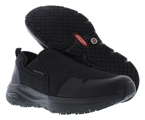 Skechers Men's Arch Fit Sr-Tineid Double Gore Slip on Health Care Professional Shoe, Black, 9
