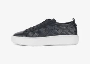 Sneaker in vitello granato intrecciato