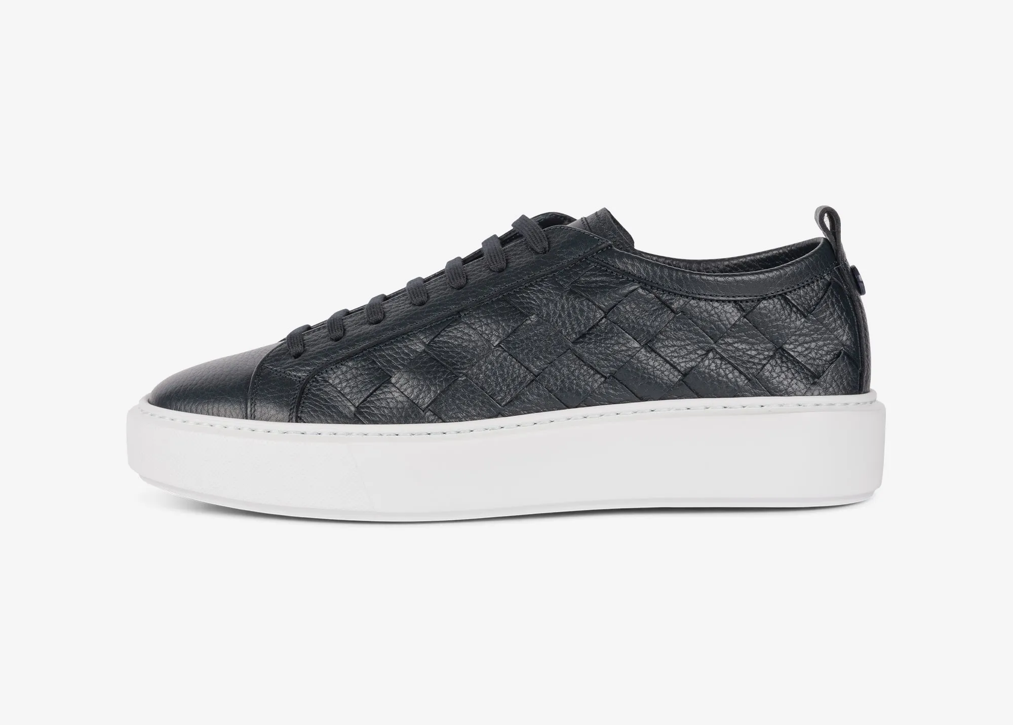 Sneaker in vitello granato intrecciato