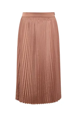 The Sarah Pleated Satin Skirt | Mocha