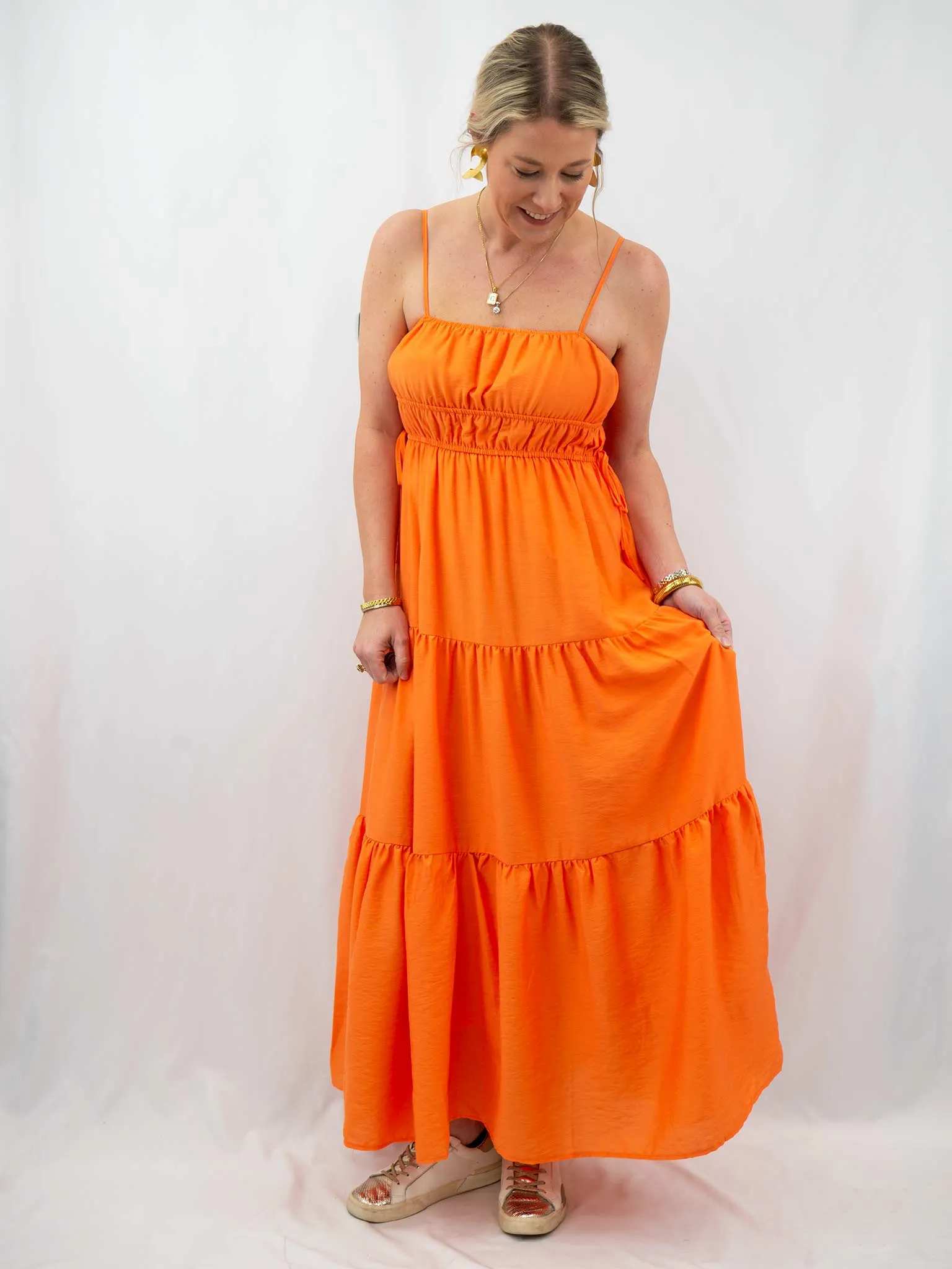 Tie Orange Maxi Dress